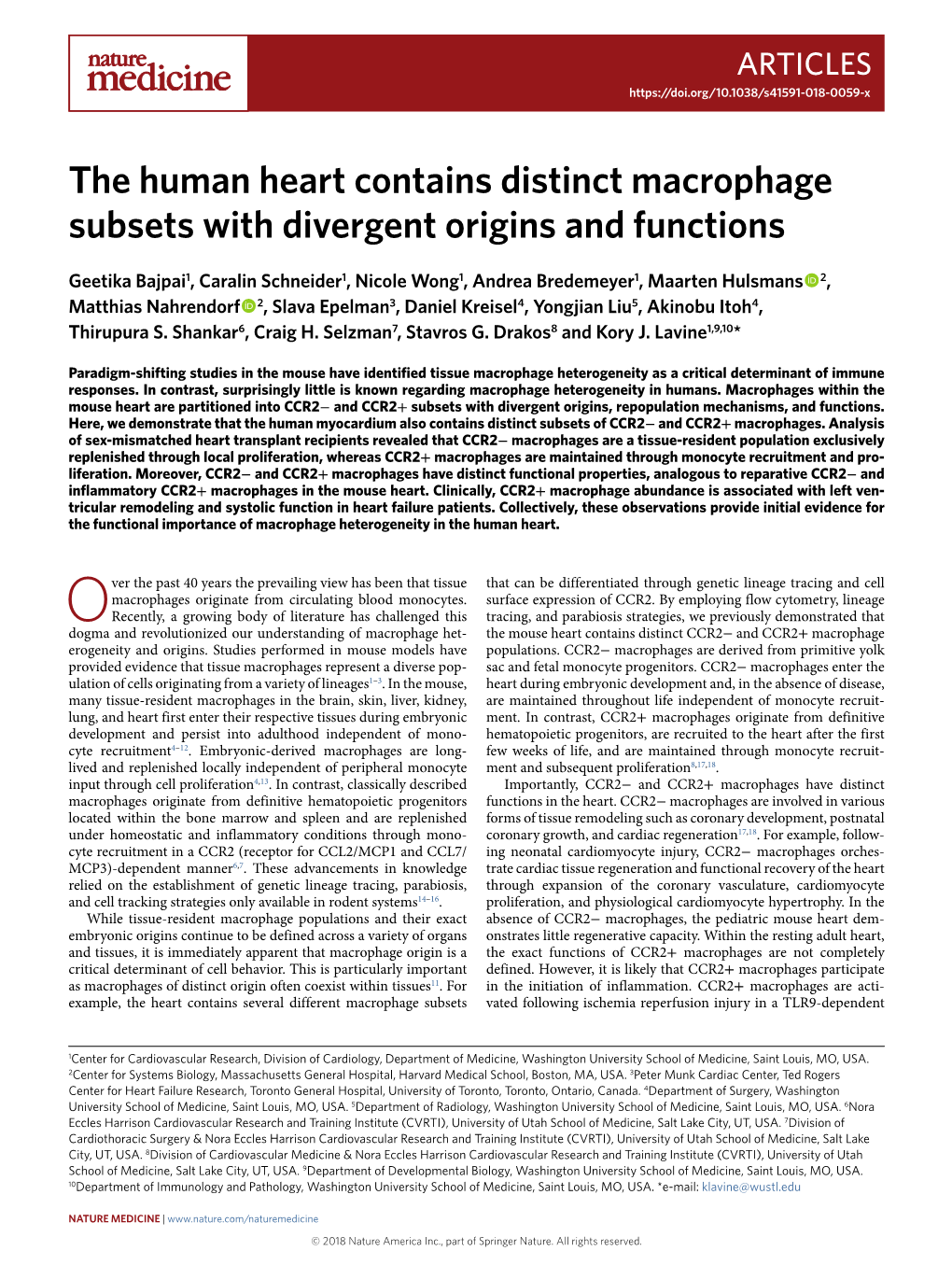 The Human Heart Contains Distinct Macrophage Subsets with Divergent Origins and Functions