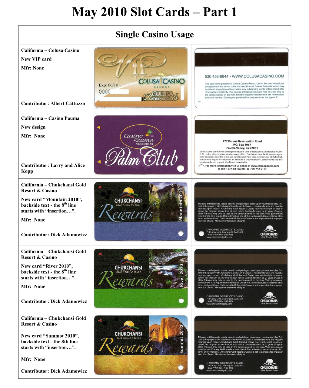 May 2010 Slot Cards – Part 1