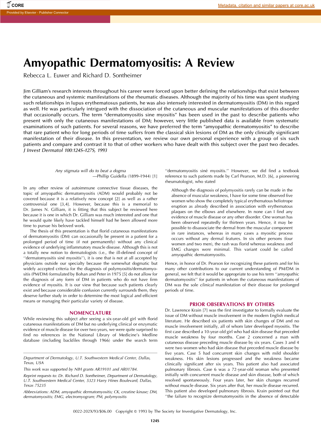Amyopathic Dermatomyositis: a Review Rebecca L