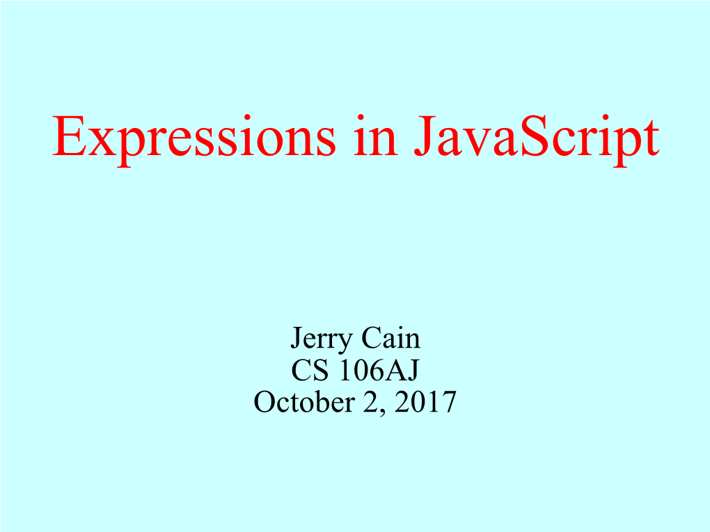 Expressions in Javascript