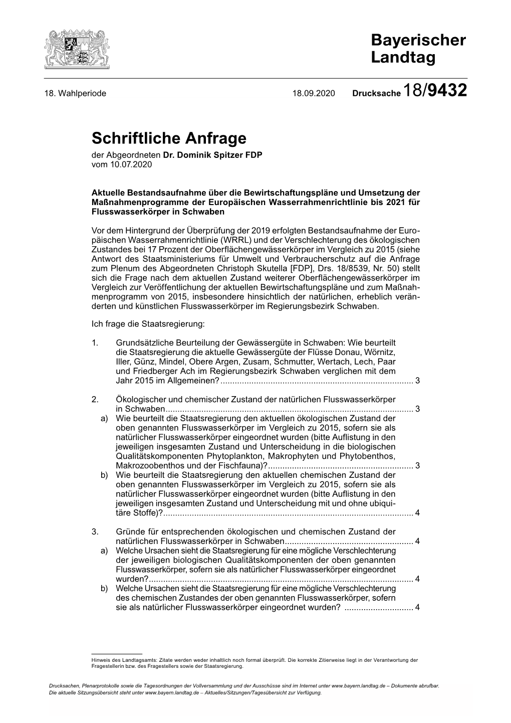 Aktuelle Bestandsaufnahme Über Die Bewirtschaftungspläne Und