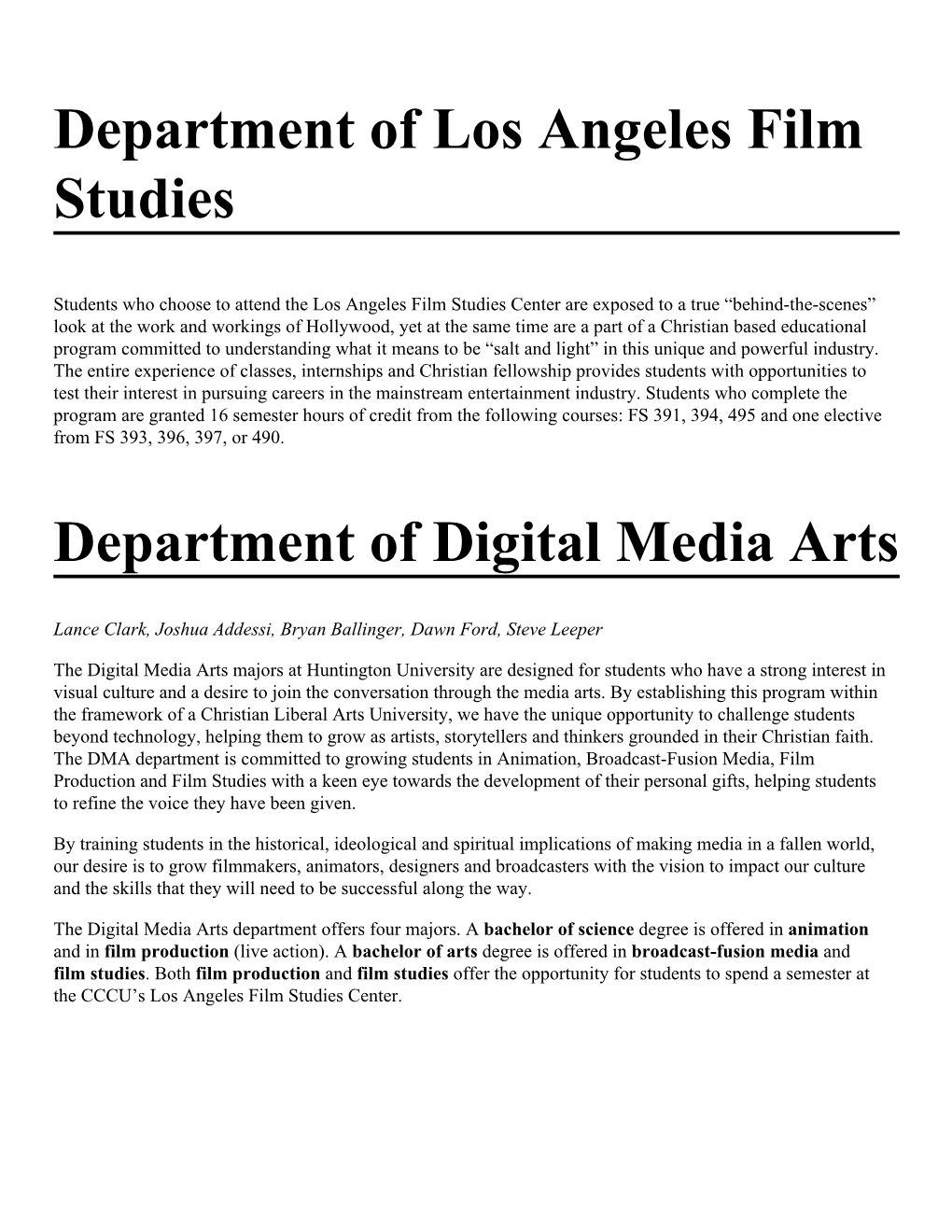 Courses in Digital Media Arts