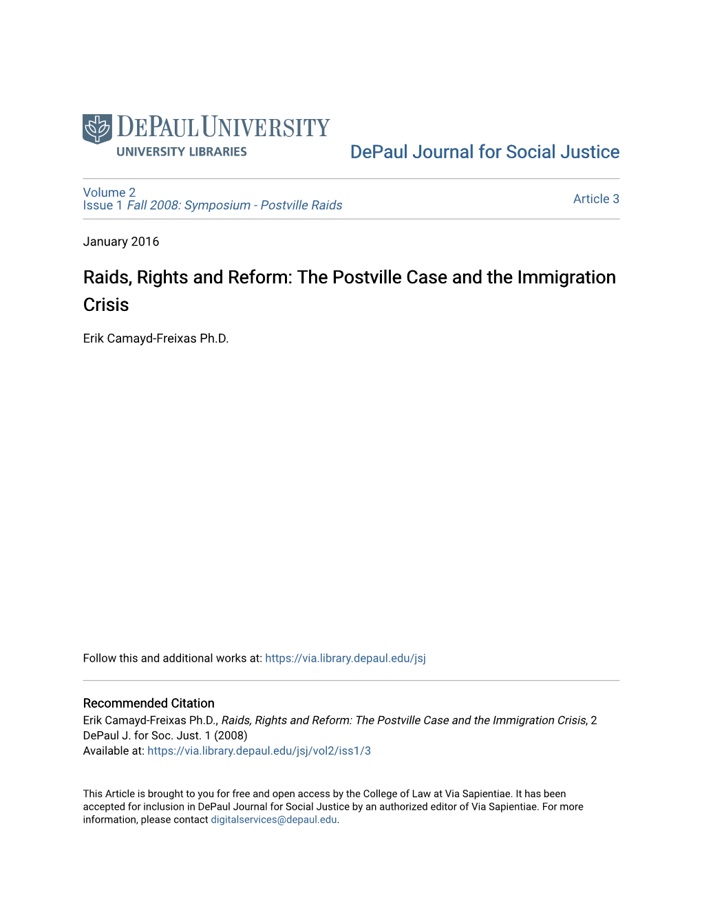 The Postville Case and the Immigration Crisis