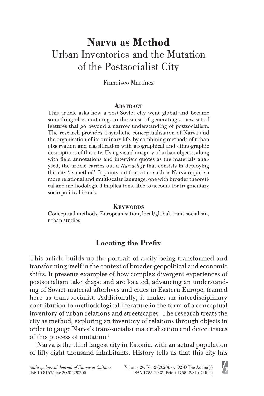Narva As Method Urban Inventories and the Mutation of the Postsocialist City