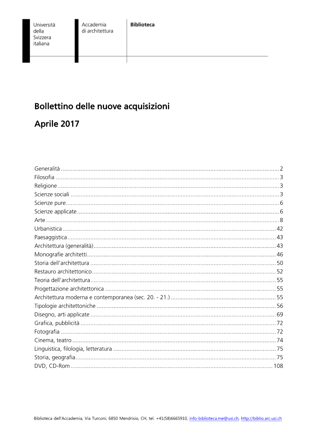 Bollettino Delle Nuove Acquisizioni