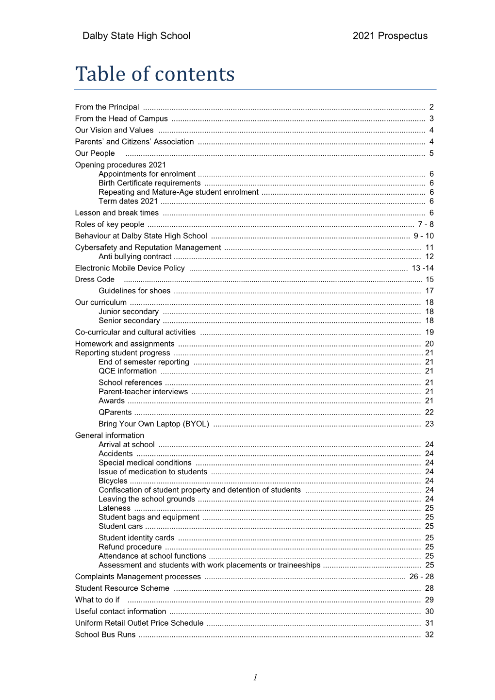 Table of Contents