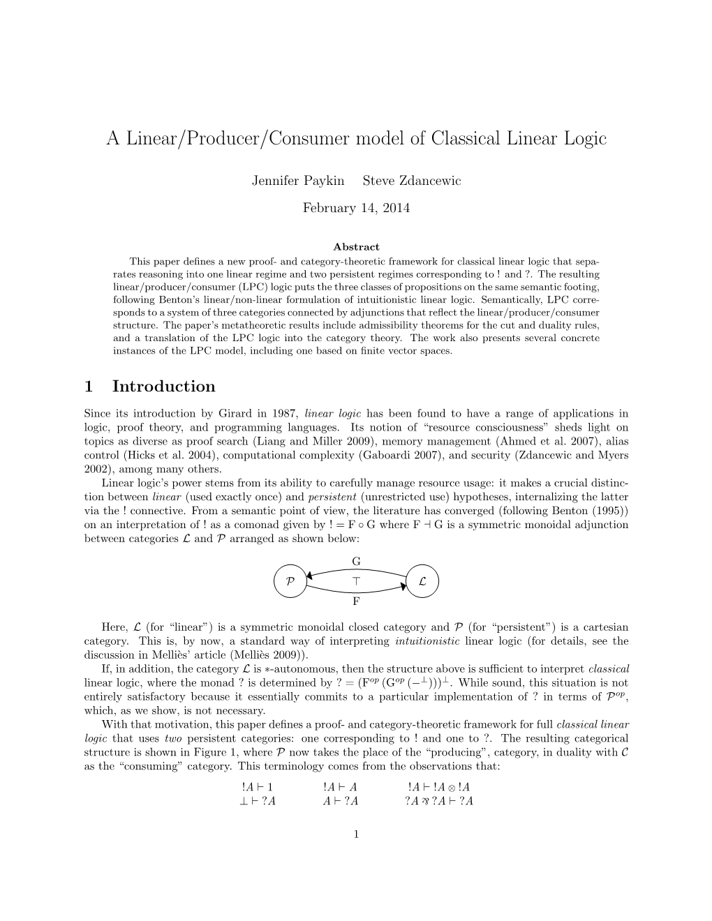 A Linear/Producer/Consumer Model of Classical Linear Logic