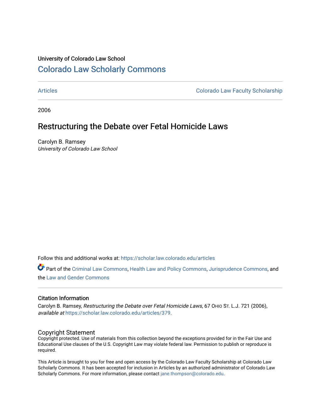 Restructuring the Debate Over Fetal Homicide Laws