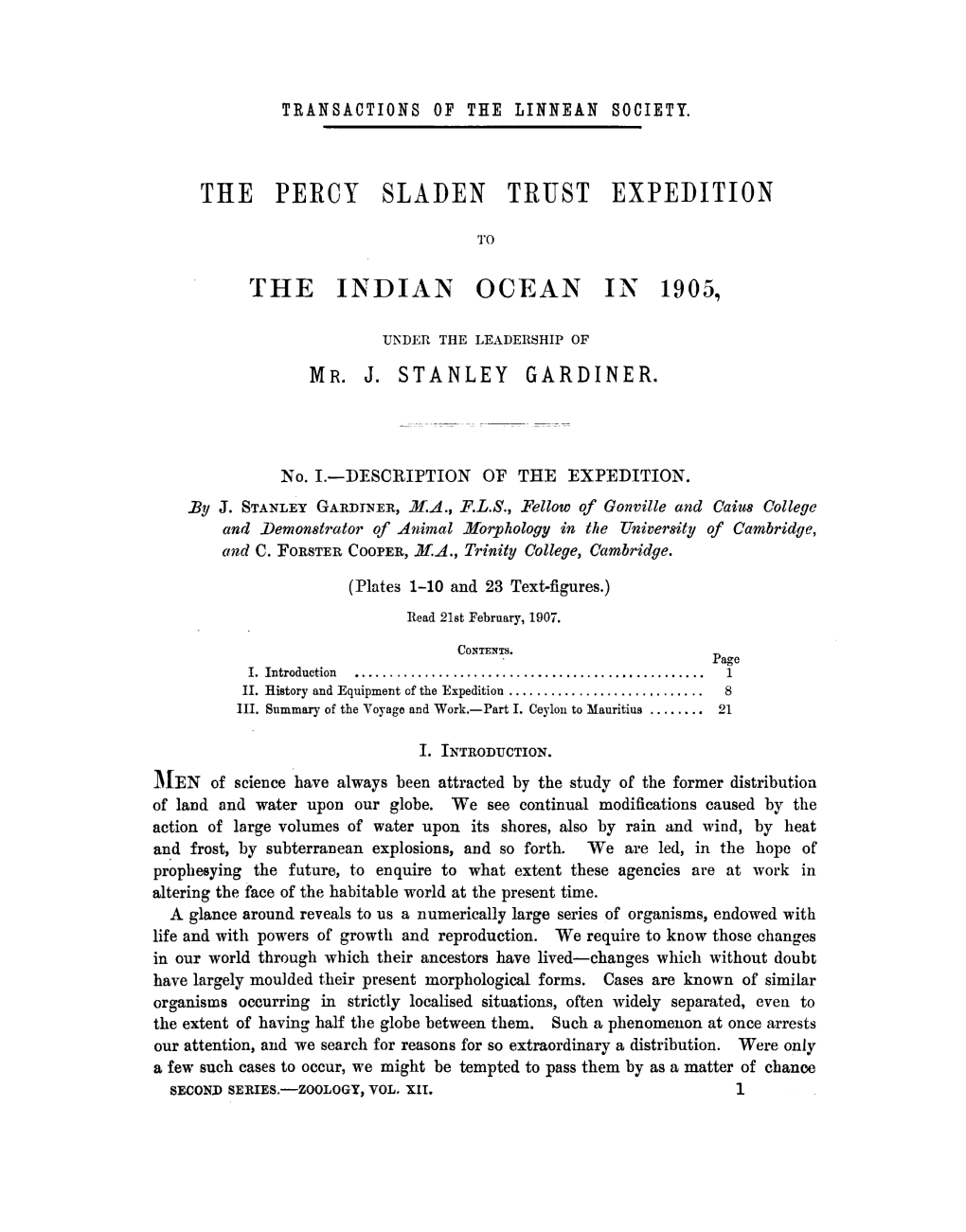 The Percy Sladen Trust Expedition to the Indian