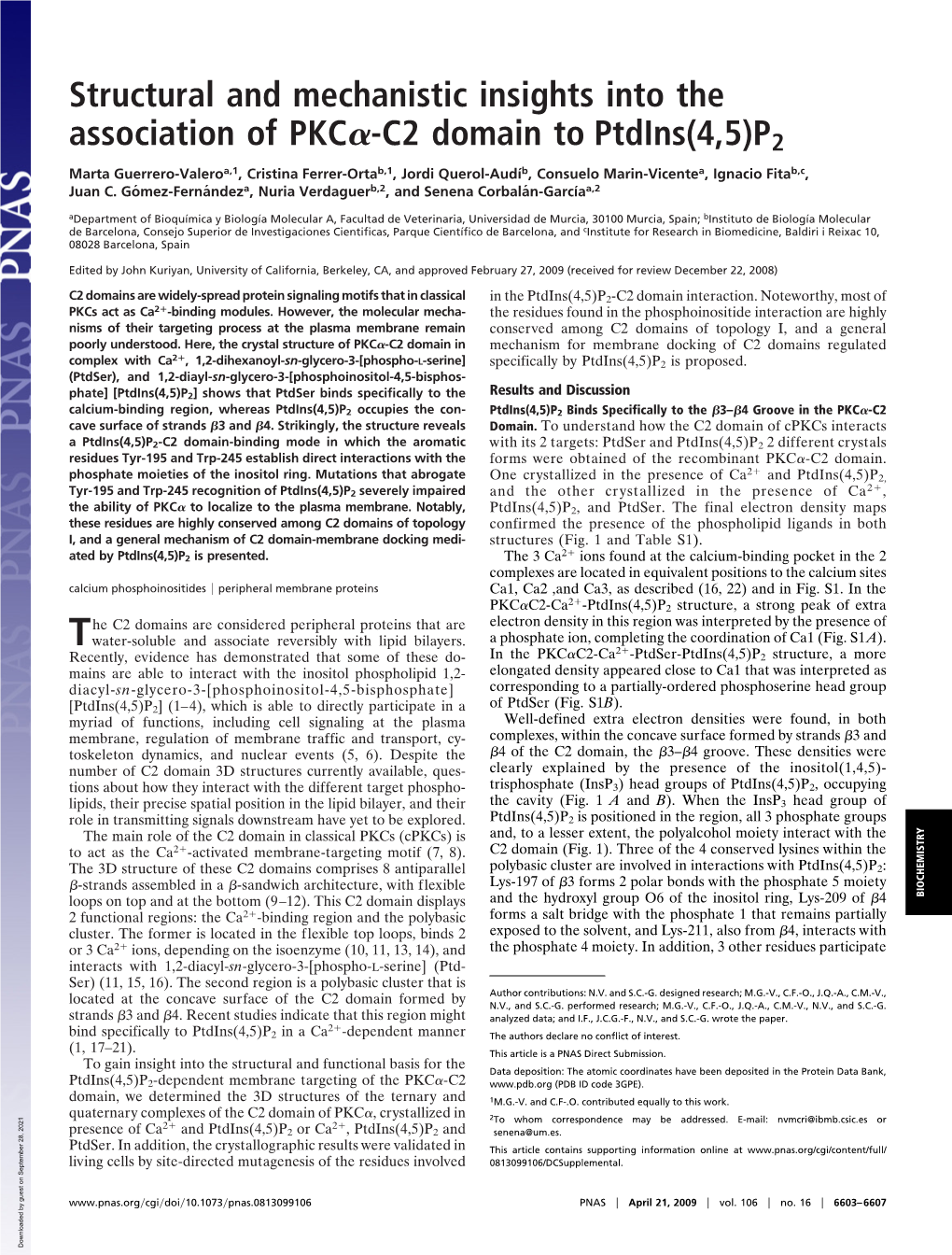 Structural and Mechanistic Insights Into the Association of PKC -C2 Domain to Ptdins(4,5)