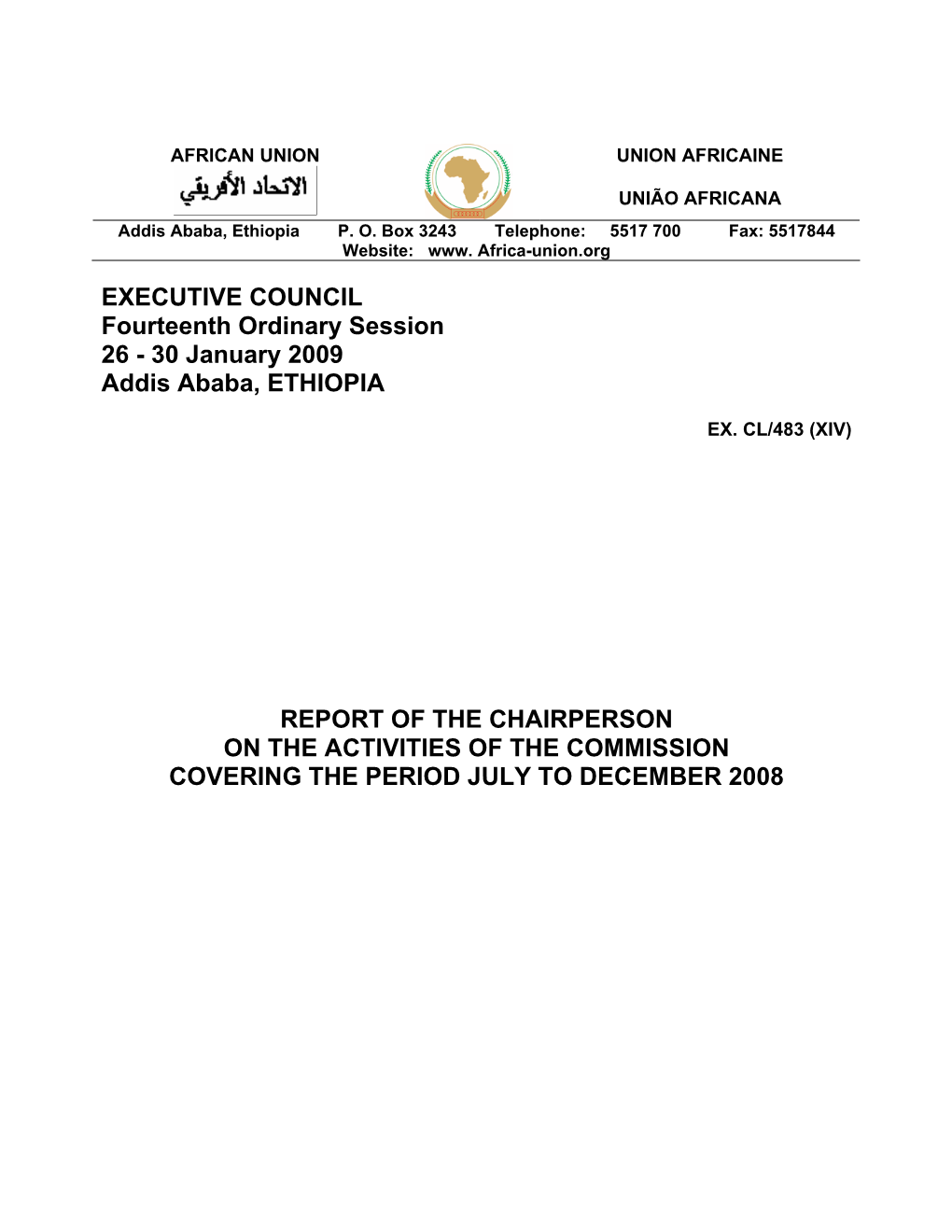 Proposed Framework for the Report of the Chaiperson