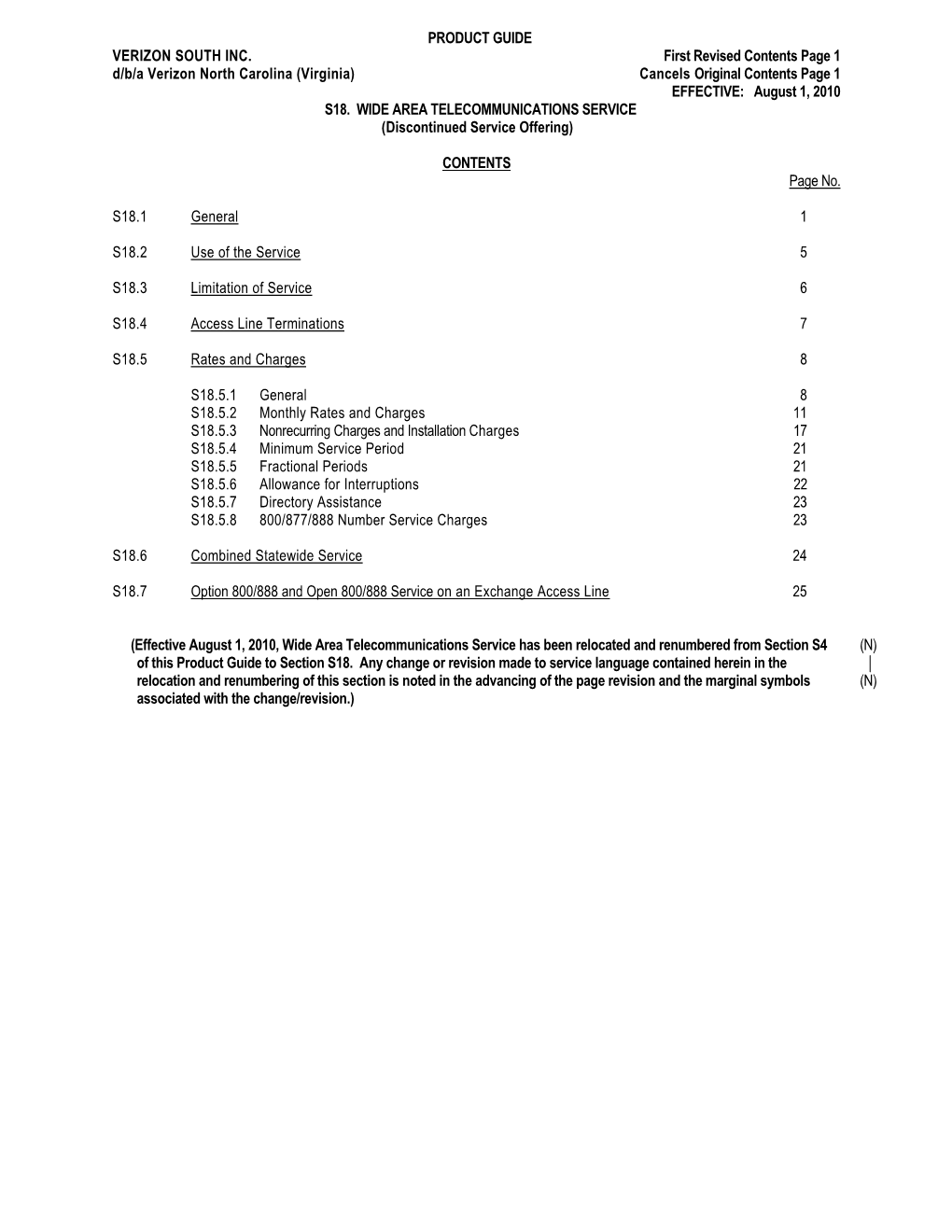 WIDE AREA TELECOMMUNICATIONS SERVICE (Discontinued Service Offering)