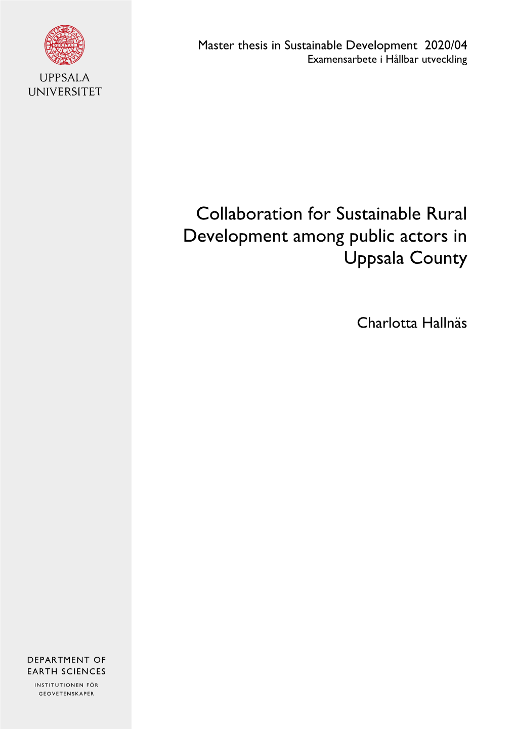 Collaboration for Sustainable Rural Development Among Public Actors In