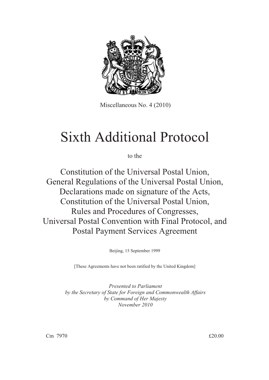 Sixth Additional Protocol to the Constitution of the Universal Postal