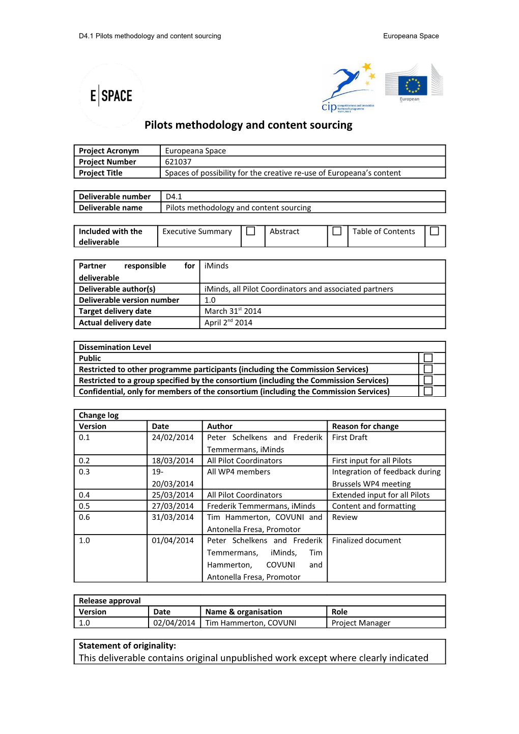 D4.1 Pilots Methodology and Content Sourcing