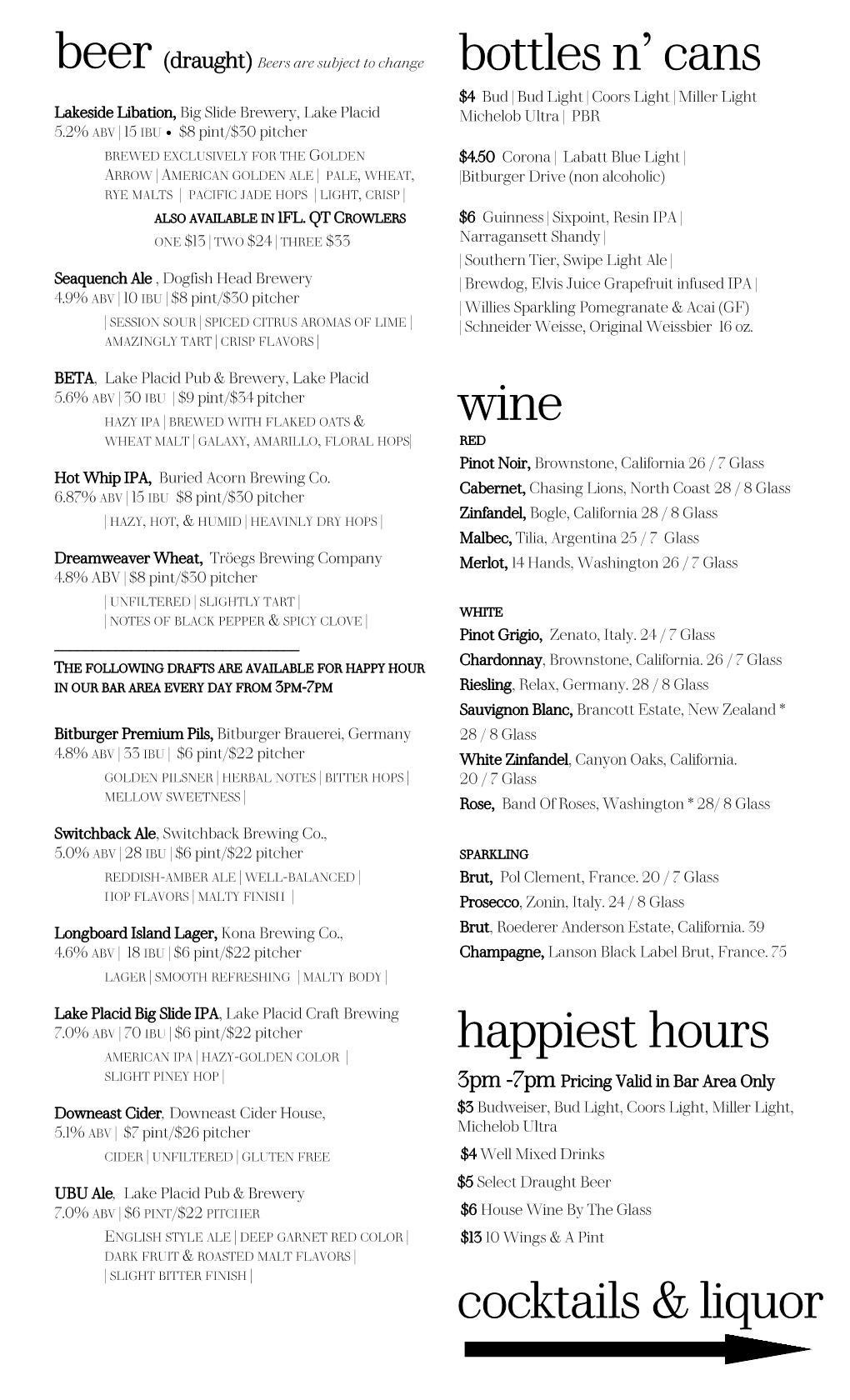 Bottles N' Cans Happiest Hours Cocktails & Liquor Wine