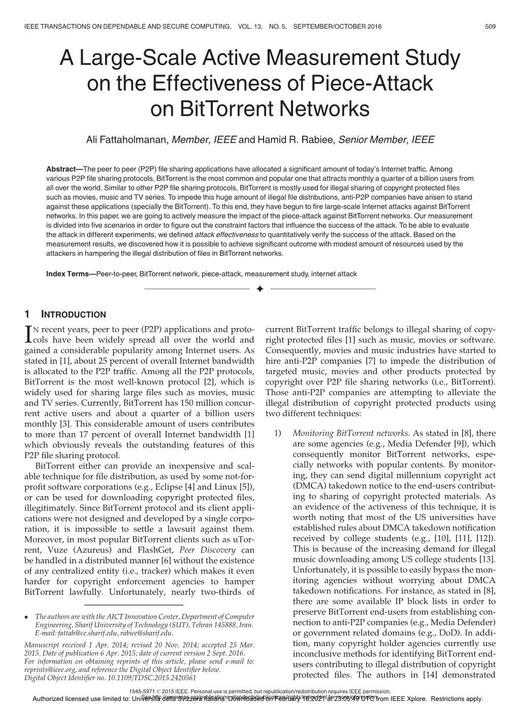 A Large-Scale Active Measurement Study on the Effectiveness of Piece-Attack on Bittorrent Networks