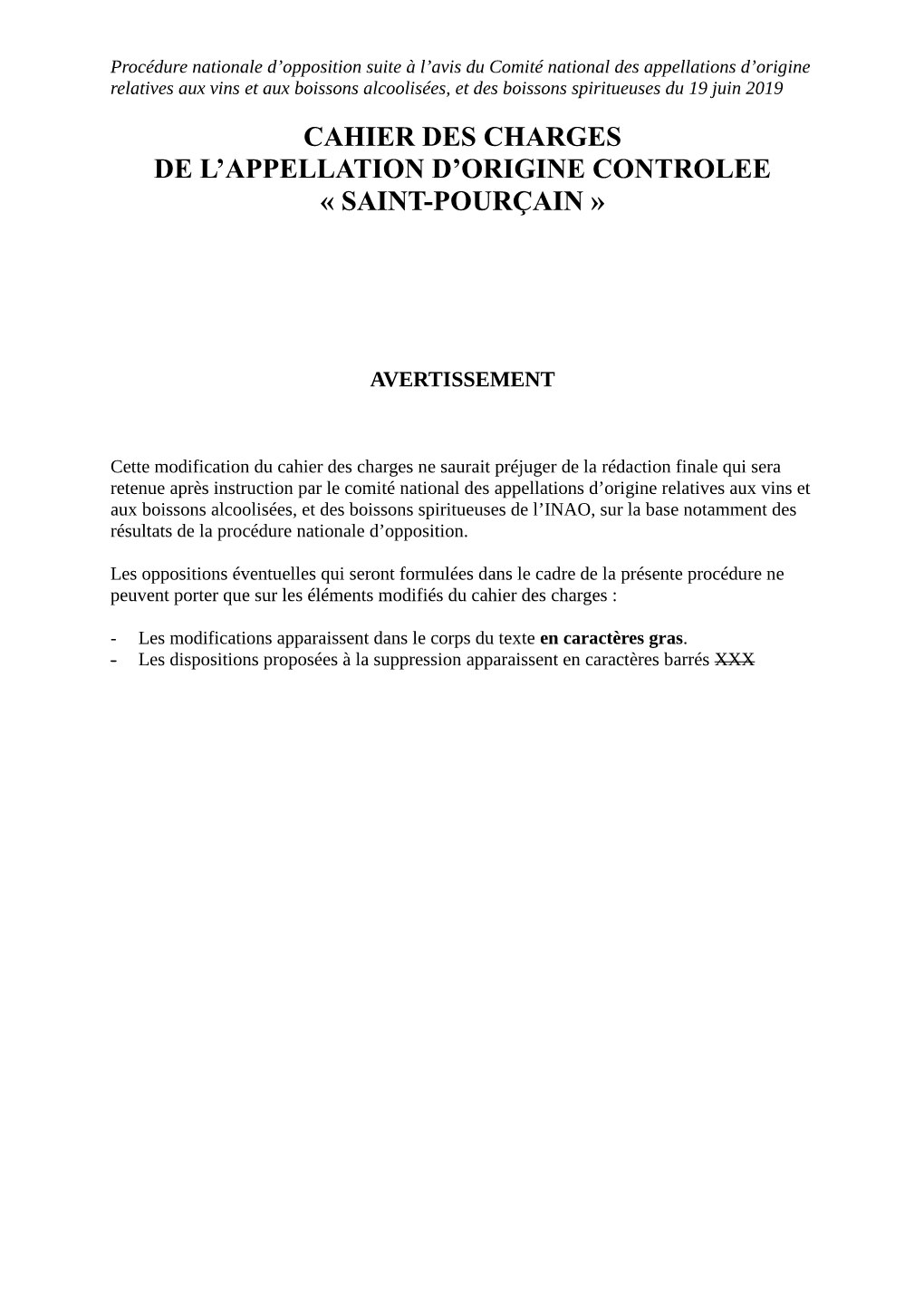 Cahier Des Charges De L'appellation D'origine Controlee « Saint-Pourçain