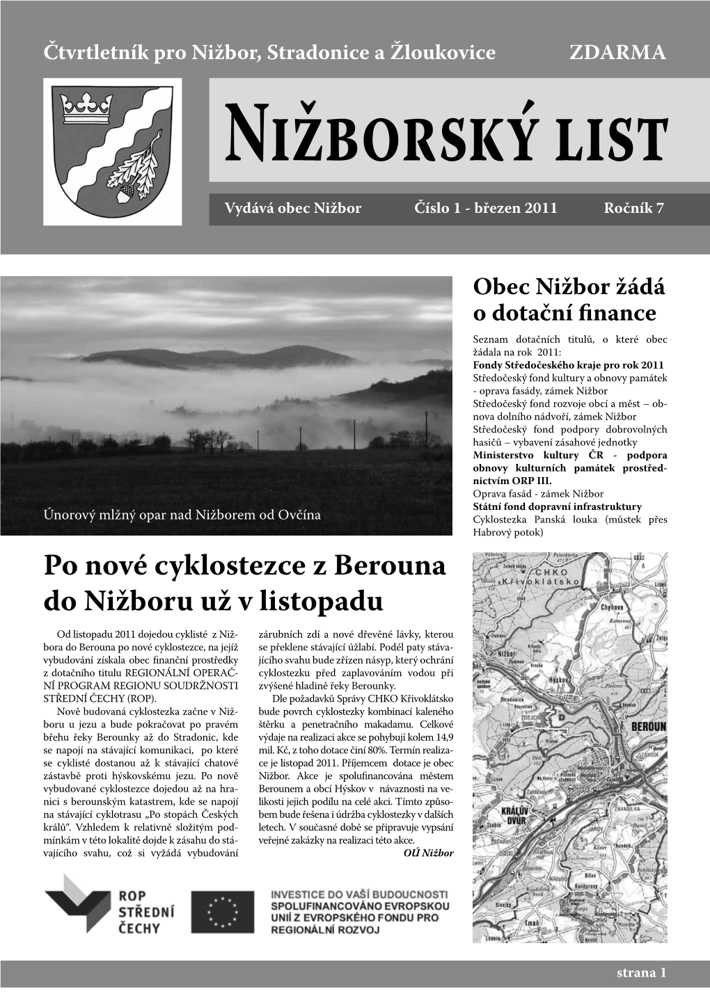 Nižborský List Vydává Obec Nižbor Číslo 1 - Březen 2011 Ročník 7