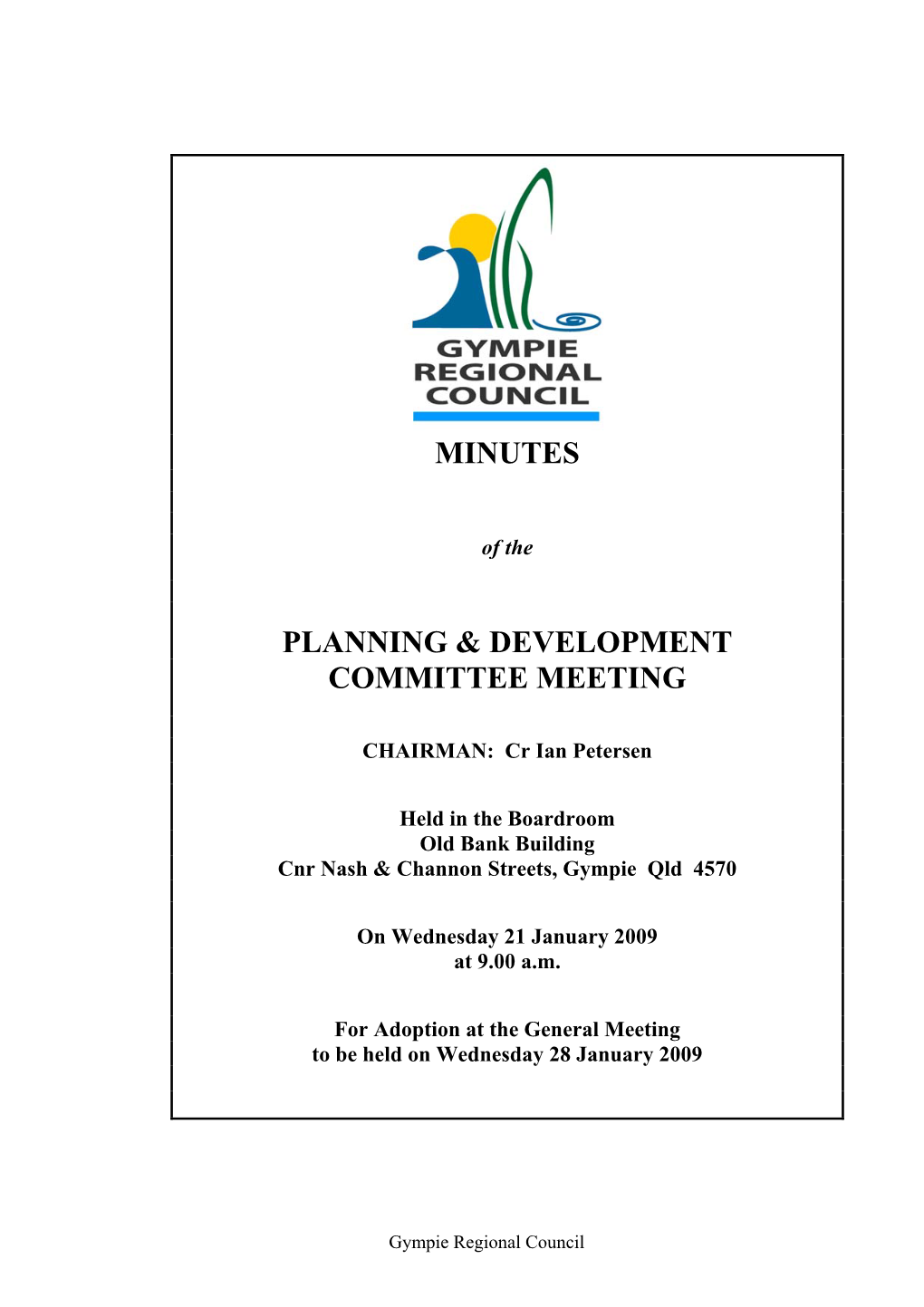 2009-01-21 Planning & Development Committee Meeting Minutes
