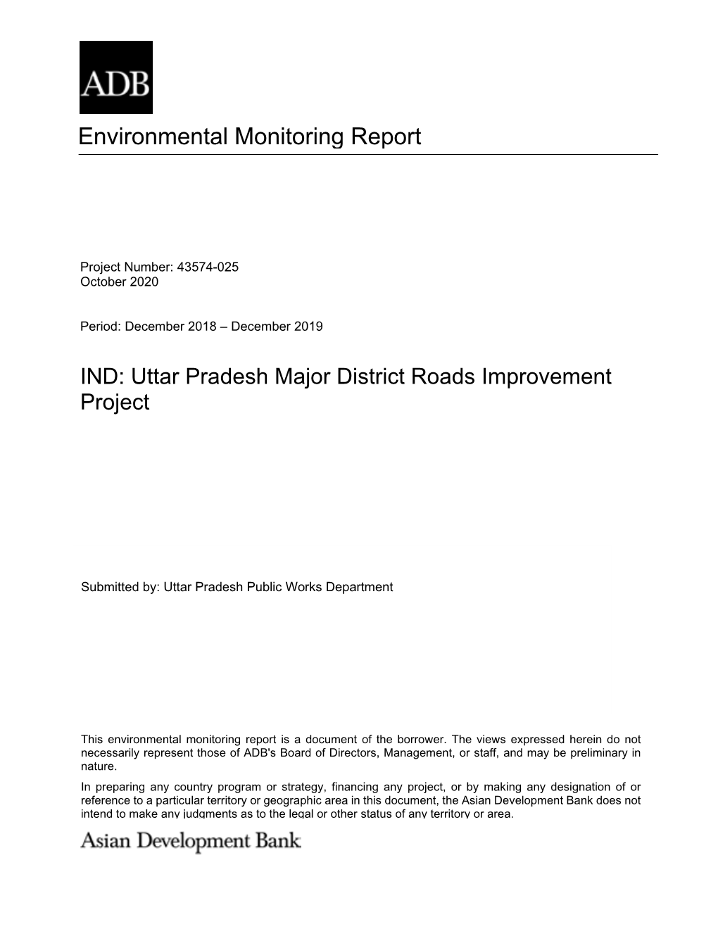 43574-025: Uttar Pradesh Major District Roads Improvement Project