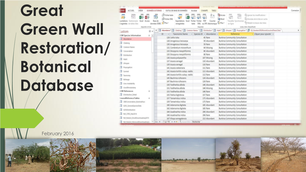 Great Green Wall Restoration/Botanical Database