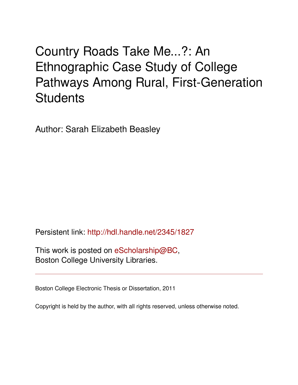 An Ethnographic Case Study of College Pathways Among Rural, First-Generation Students