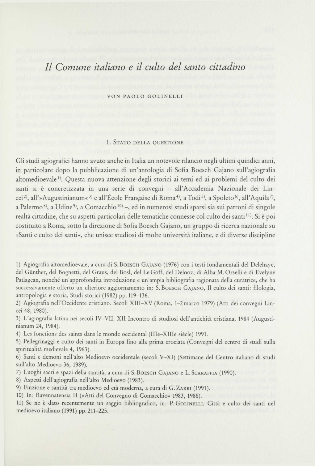 Comune Italiano E Il Culto Del Santo Cittadino