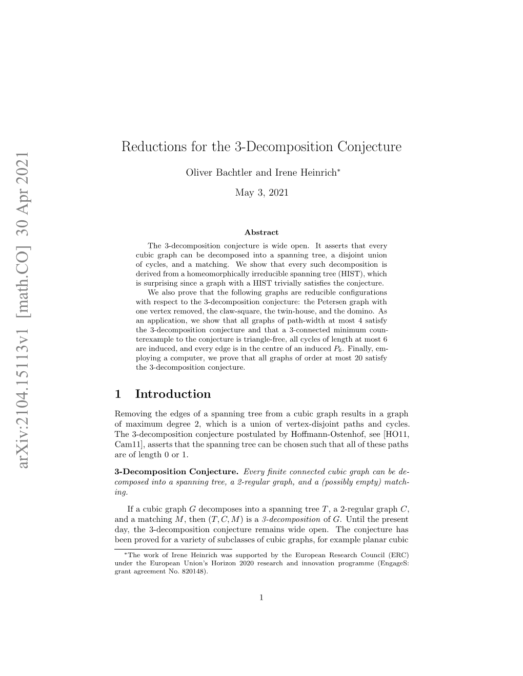 Reductions for the 3-Decomposition Conjecture