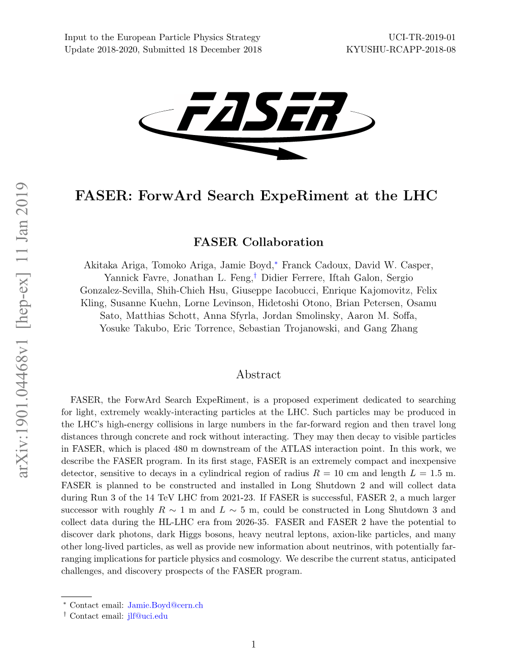 FASER: Forward Search Experiment at the LHC