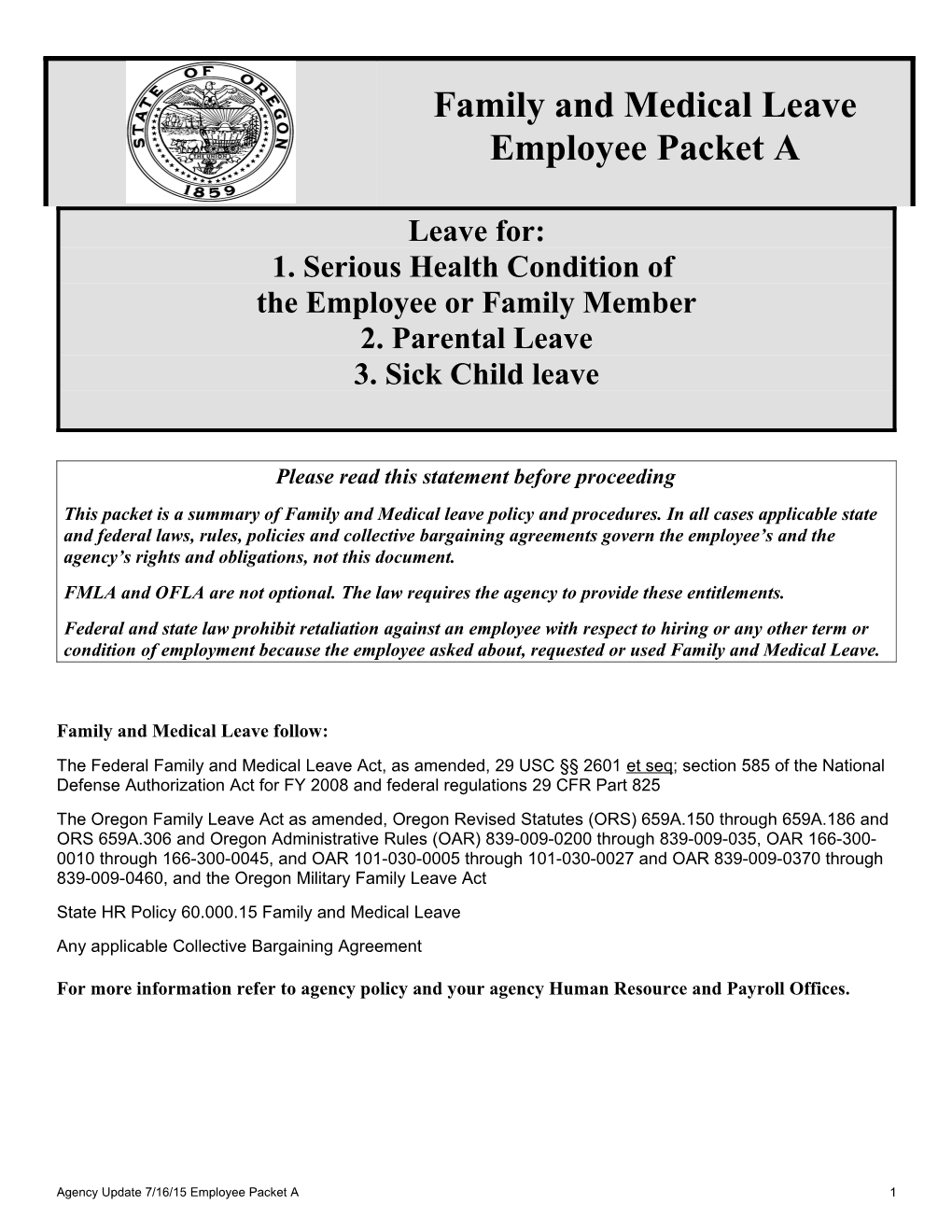 FMLA Employee Packet