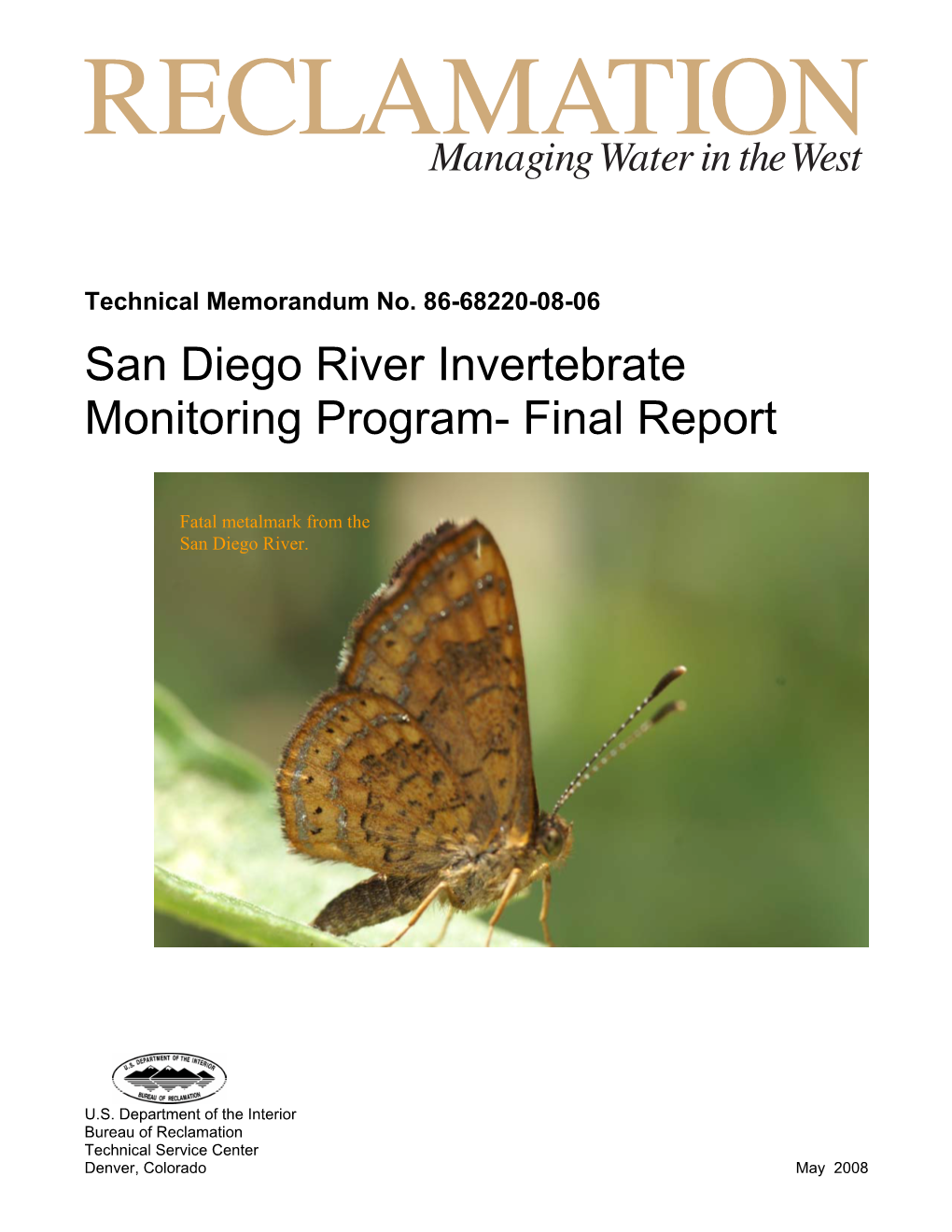 San Diego River Invertebrate Monitoring Program- Final Report
