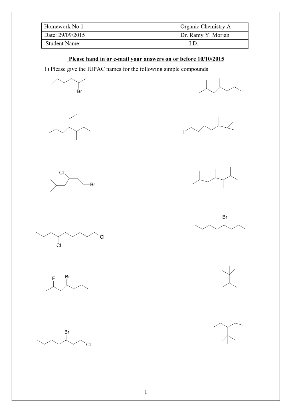 Home Work No 2 Organic Chemistry A