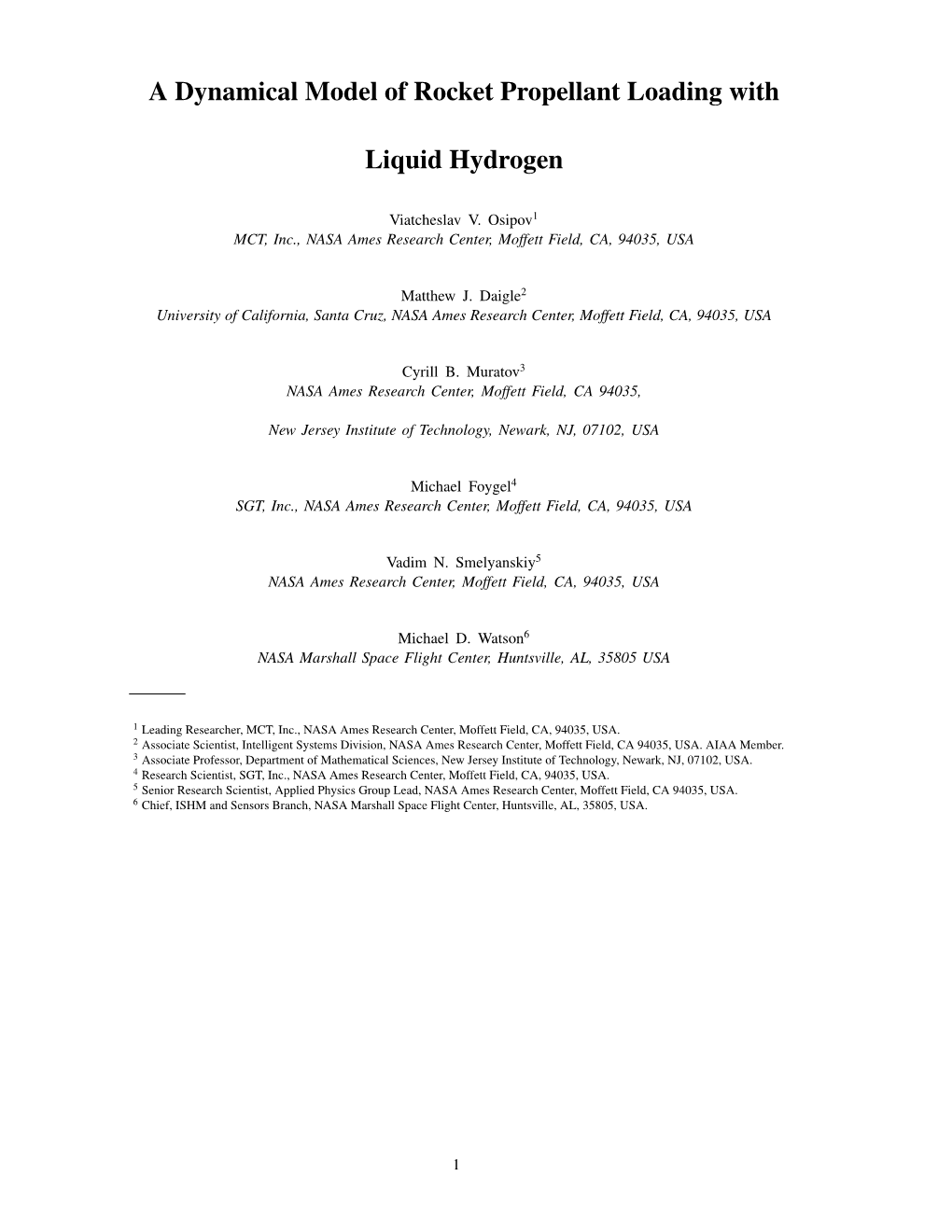 A Dynamical Model of Rocket Propellant Loading with Liquid Hydrogen