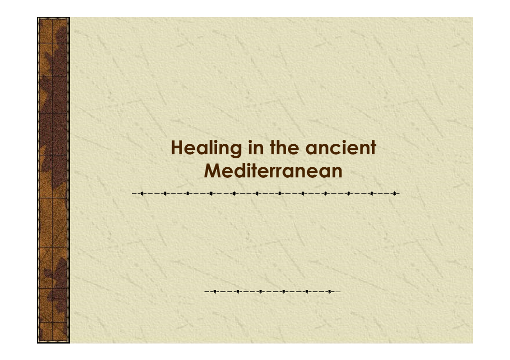 Healing in the Ancient Mediterranean