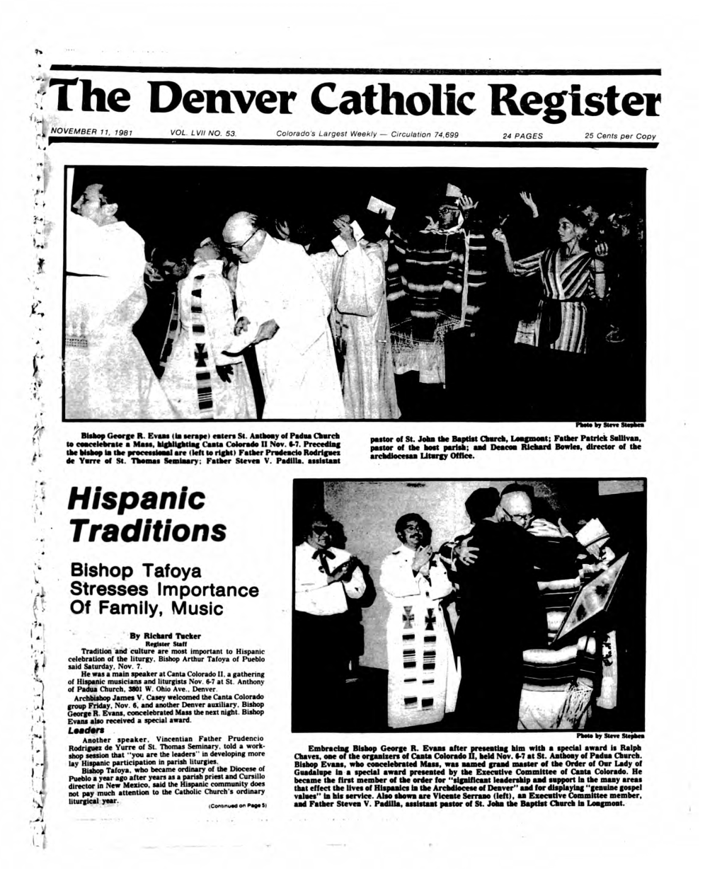 The Denver Catholic Register NOVEMBER 11, 1981 1 VOL