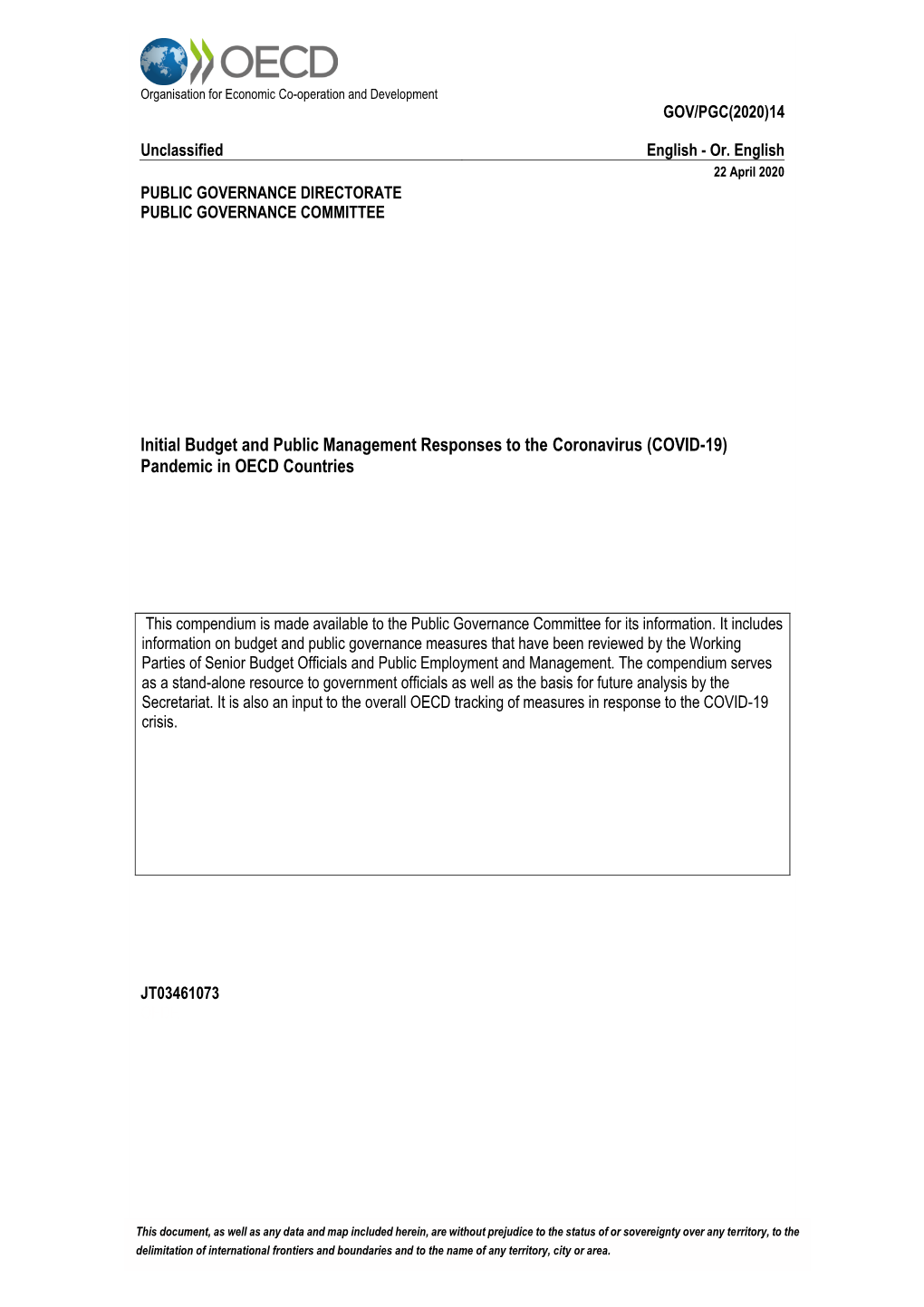 Initial Budget and Public Management Responses to the Coronavirus (COVID-19) Pandemic in OECD Countries