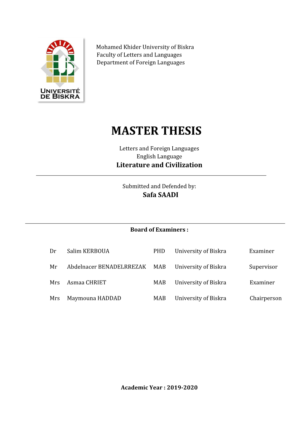 Master Thesis