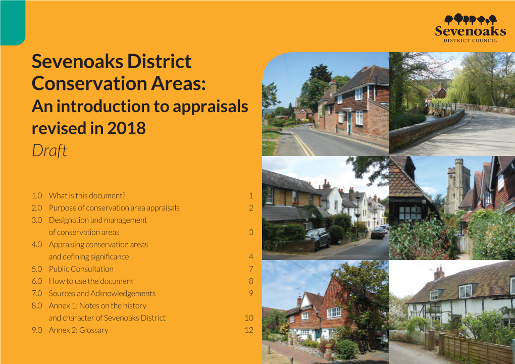 Sevenoaks District Conservation Areas: an Introduction to Appraisals Revised in 2018 Draft