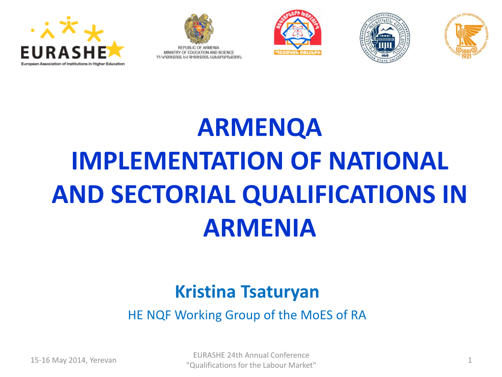 Implementation of National and Sectorial Qualifications in Armenia