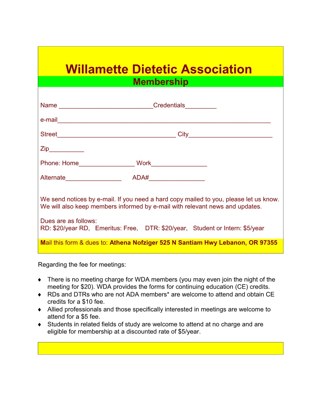 Willamette Dietetic Association