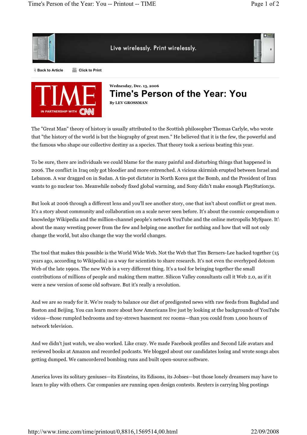 Time's Person of the Year: You -- Printout -- TIME Page 1 of 2