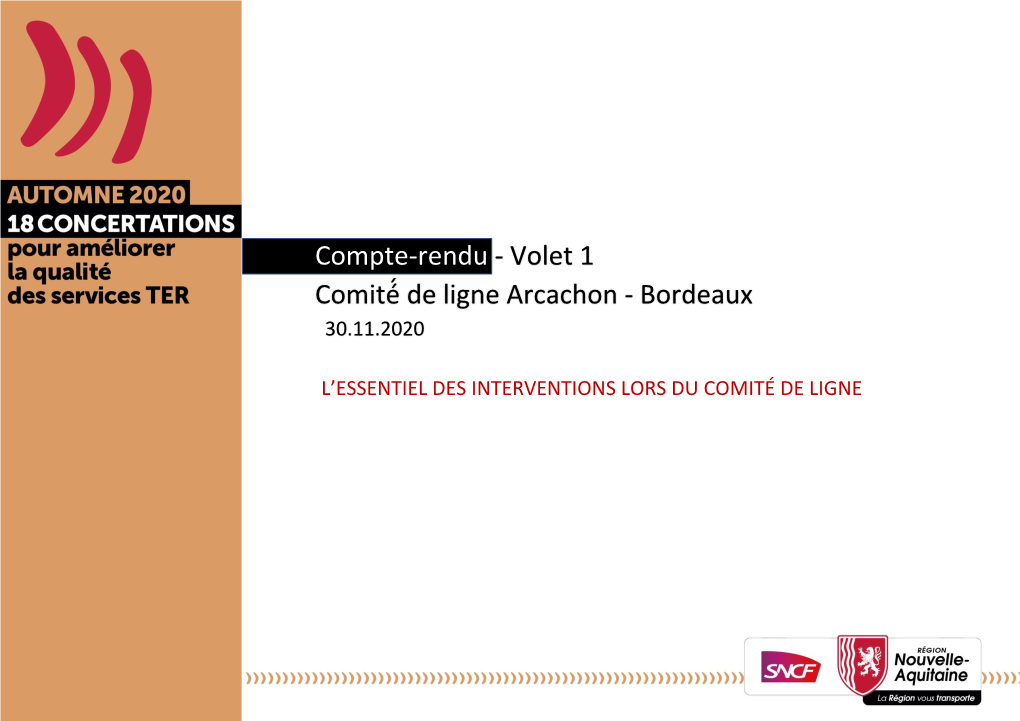 Volet 1 Comité́ De Ligne Arcachon - Bordeaux 30.11.2020