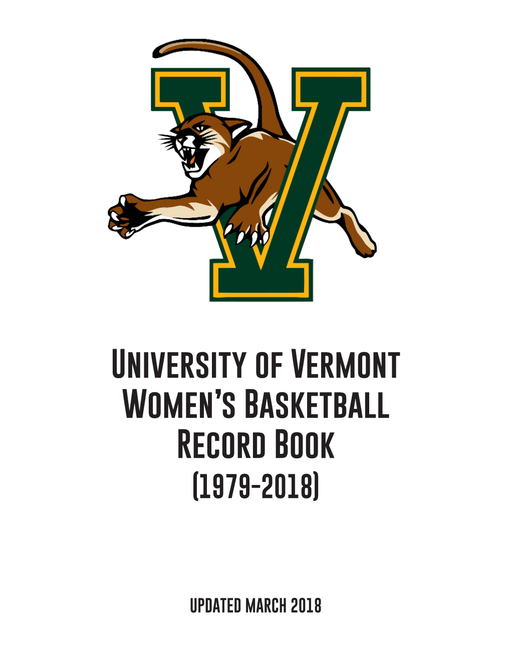 University of Vermont Women's Basketball Record Book