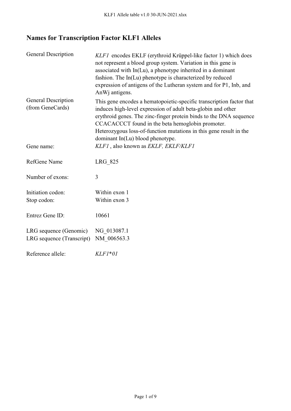 KLF1 Allele Table V1.0 30-JUN-2021.Xlsx