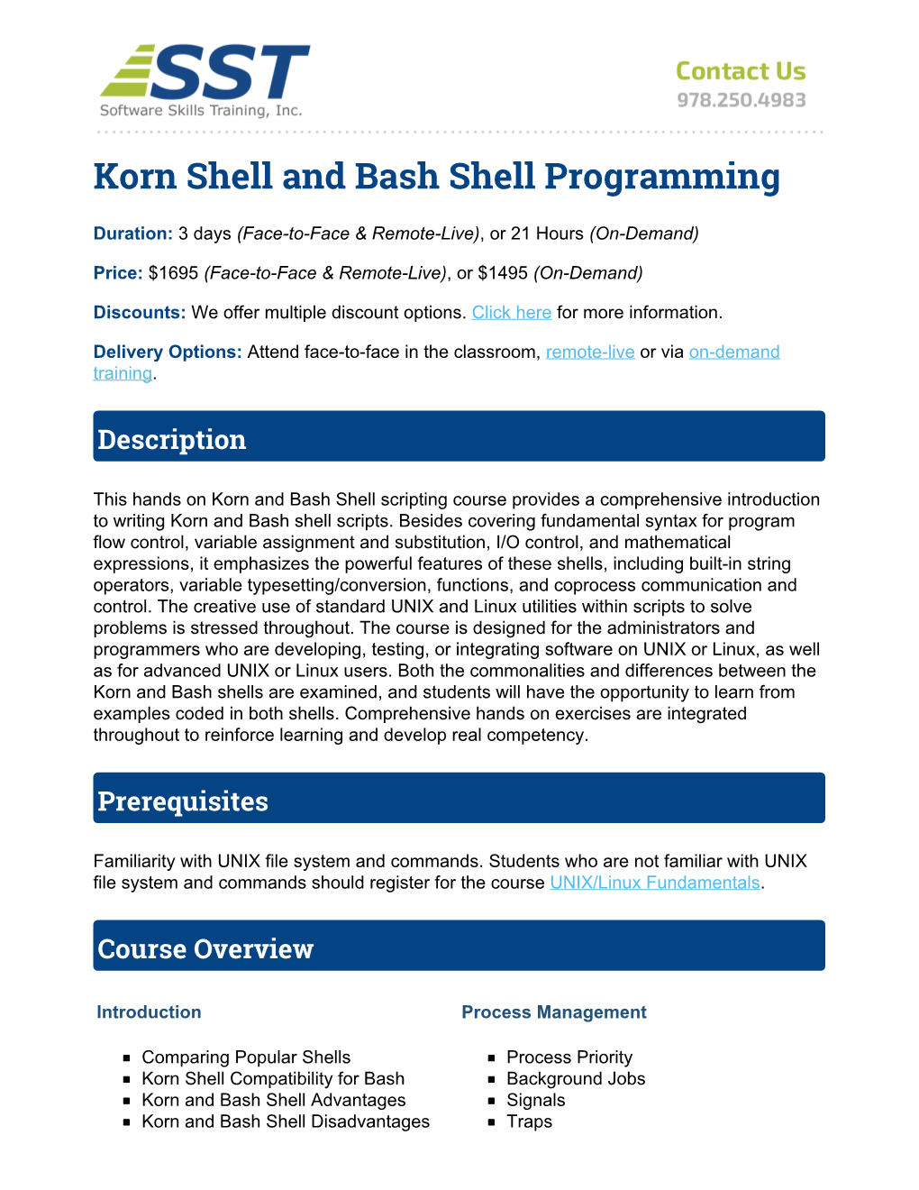 Korn Shell Training, Bash Shell Training, Shell Programming