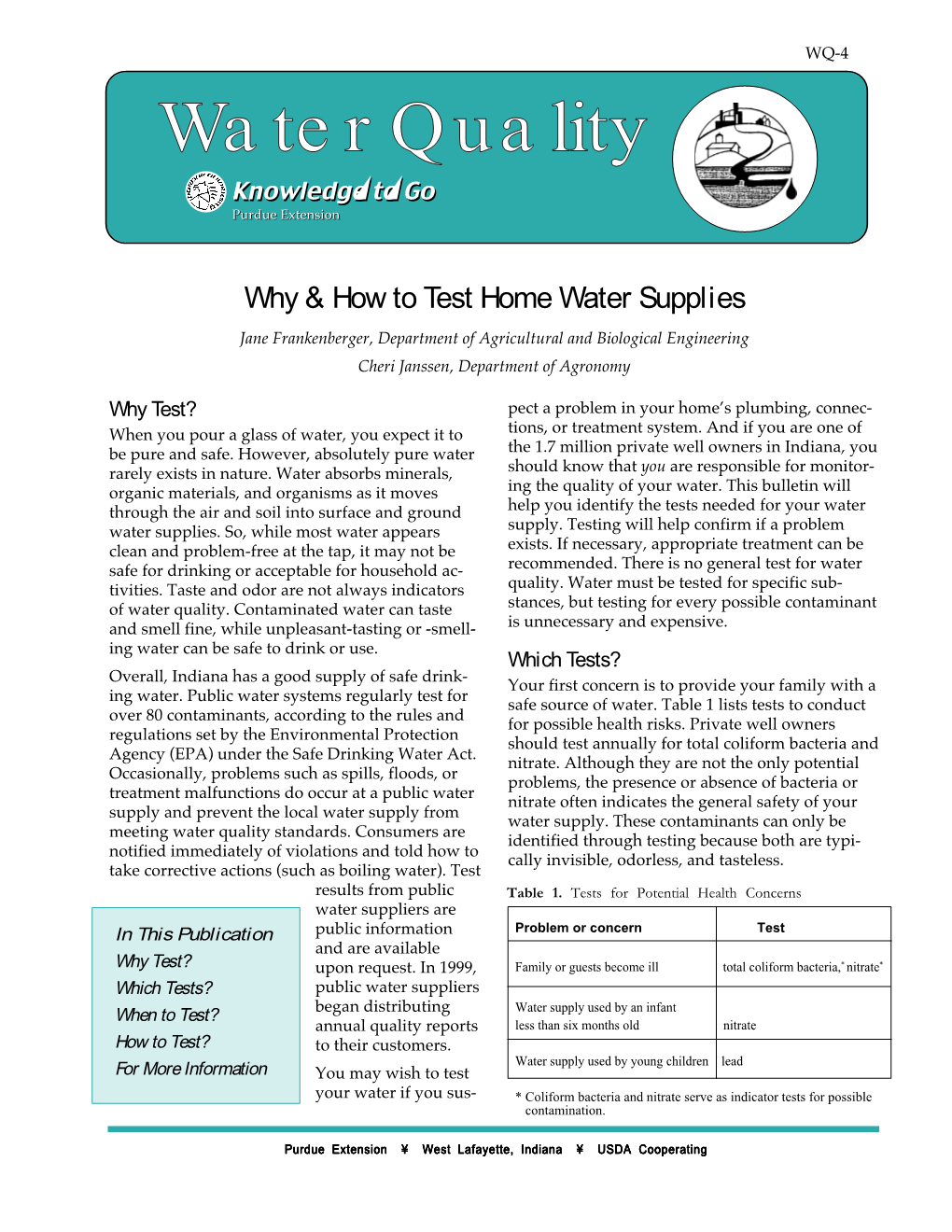 Water Quality Knowledge�To�Go Purdue Extension