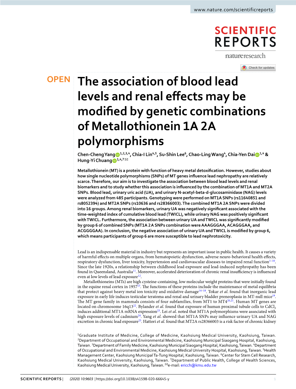The Association of Blood Lead Levels and Renal Effects May Be Modified