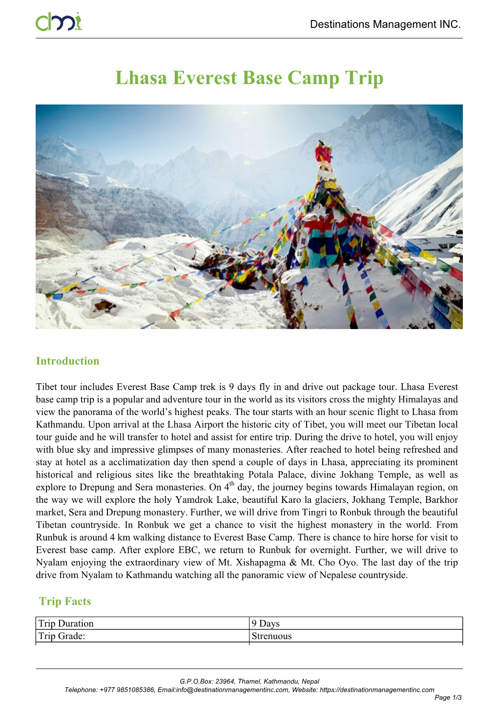 Lhasa Everest Base Camp Trip