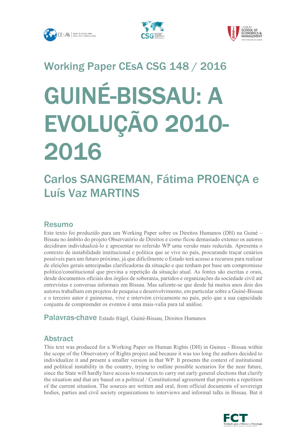 Guiné-Bissau: a Evolução 2010- 2016